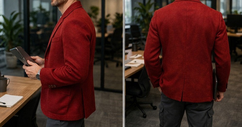Stijlvol Rood Heren Colbert - Perfect voor Zakelijk & Casual, Onbekend, Maat 48/50 (M), Ophalen of Verzenden, Zo goed als nieuw