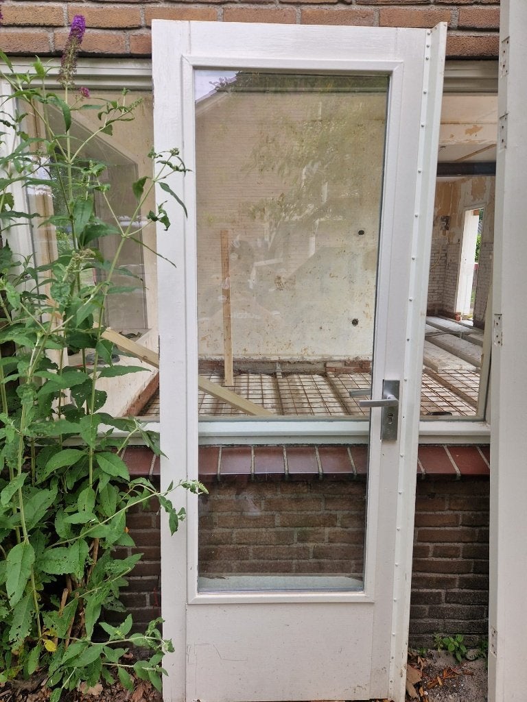 Deur – Houten tuindeur/buitendeur 78 x 211,5 cm – Glas, Doe-het-zelf en Verbouw, Deuren en Horren, Ophalen, Gebruikt, Minder dan 80 cm