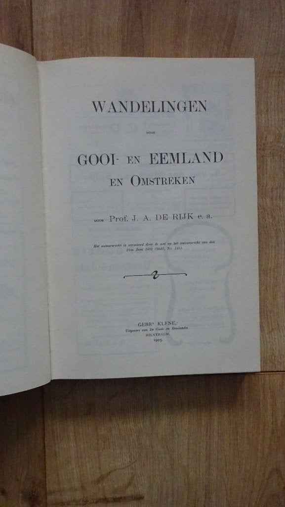 Wandelingen door Gooi-en Eemland de Rijk 1905, Ophalen of Verzenden, Gelezen, De Rijk
