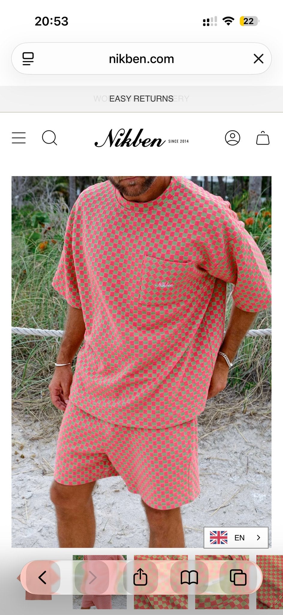 Ibiza outfit Nikben geruit T-shirt en korte broek set, Ophalen of Verzenden, Zo goed als nieuw