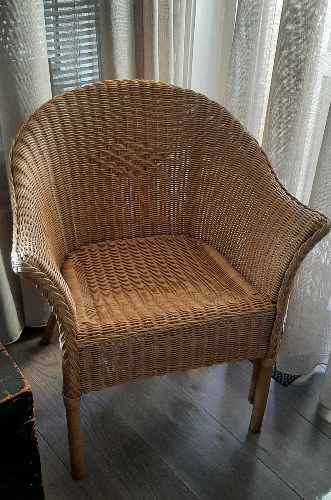 Mooie bohemian rotan stoel, Ophalen, Gebruikt, Bruin, Riet of Rotan