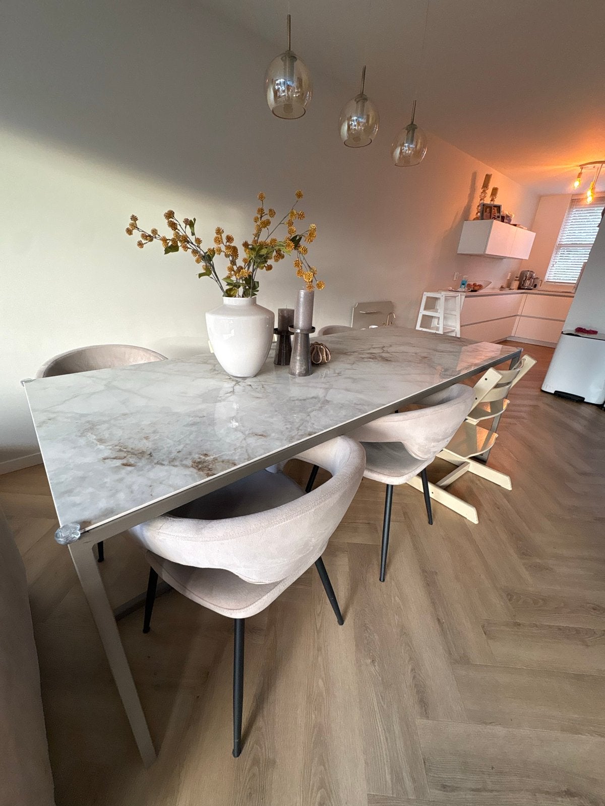 Italiaanse marmeren eettafel KAS20 (6 persoons), Ophalen, Overige materialen, 200 cm of meer, 50 tot 100 cm
