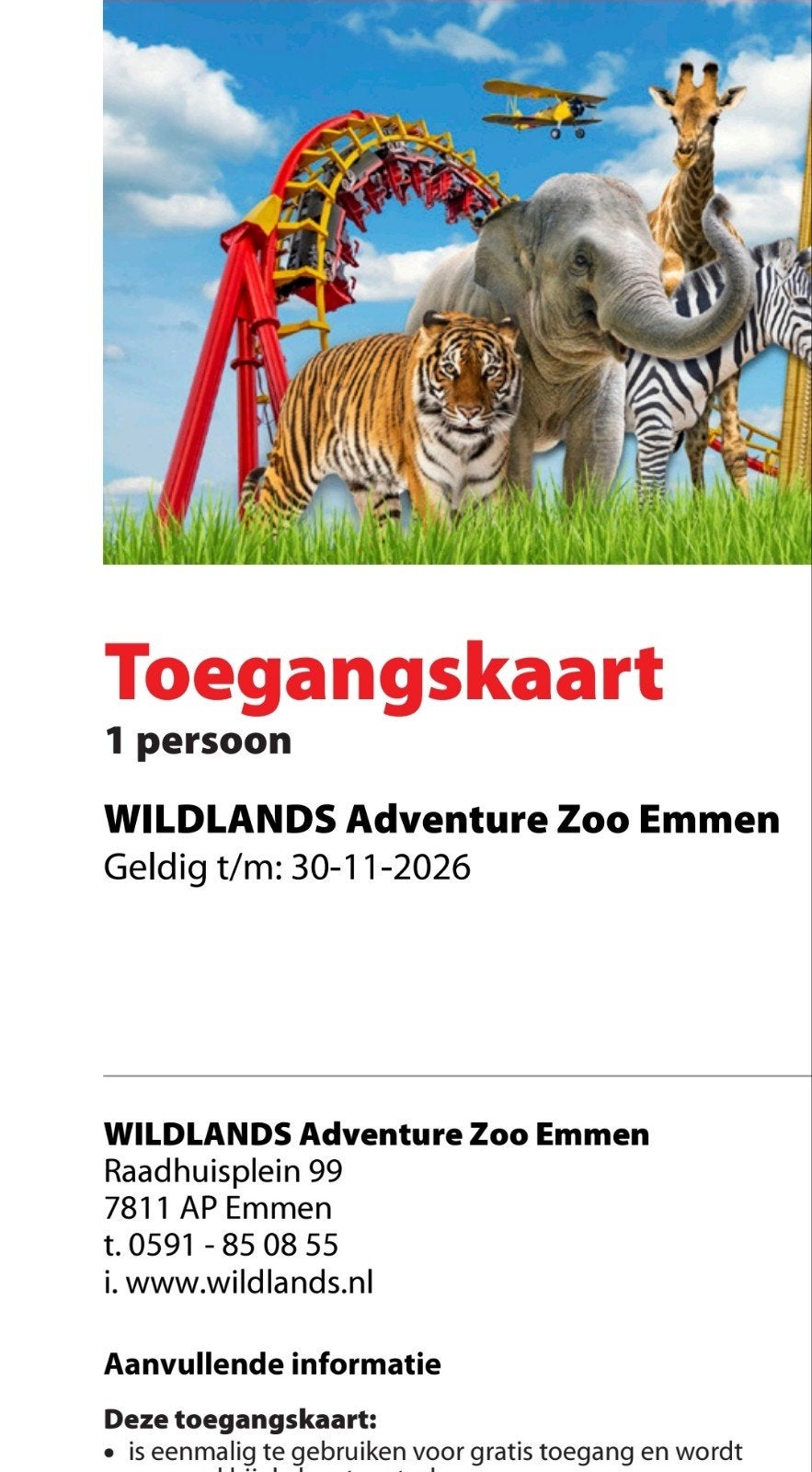 4 kaartjes voor Wildlands in Emmen