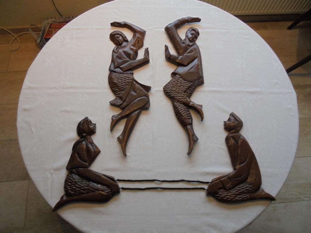 Houtsnijwerk dansers uit Thailand, Antiek en Kunst, Overige onderwerpen, Ophalen of Verzenden, Wanddecoratie, Hout