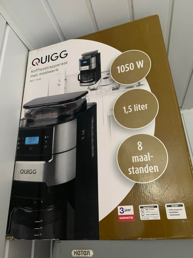 Quigg Koffiezetapparaat met Maalwerk MD 17540, Witgoed en Apparatuur, Koffiezetapparaten, Afneembaar waterreservoir, 10 kopjes of meer