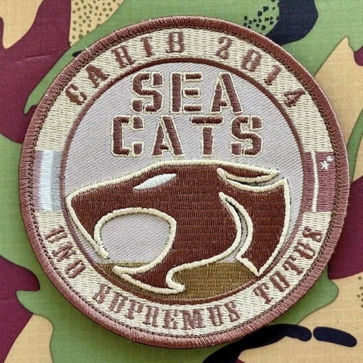 Patch RNLAF 300 SQN Sea Cats Carib 2014, Verzenden, Luchtmacht, Nederland, Embleem of Badge