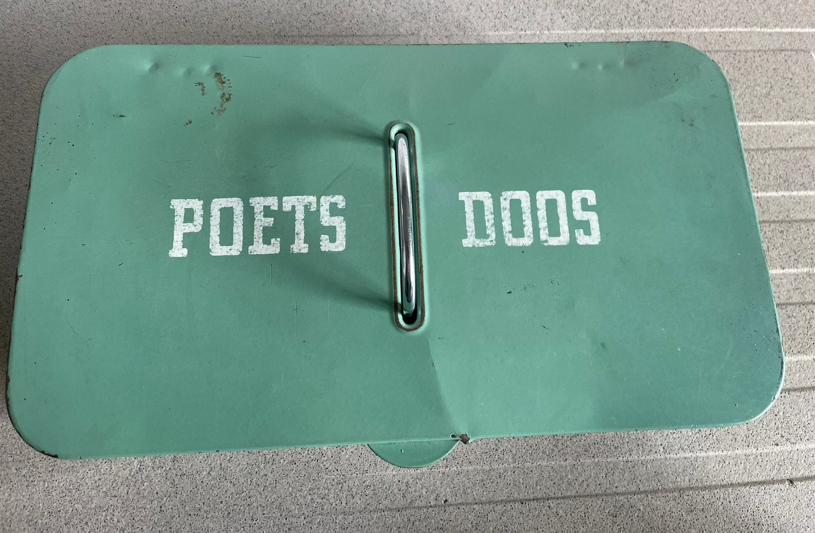 Vintage poetsdoos blik brabantia turquoise, Ophalen of Verzenden, Huis en Inrichting