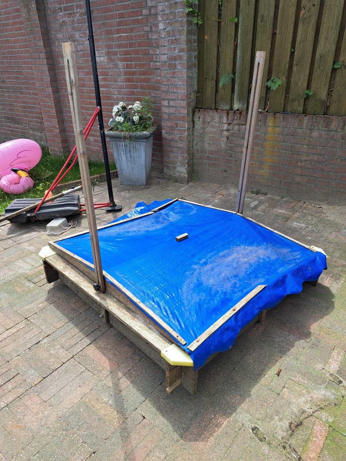 Kinderzandbak incl dakje en speelgoed, Ophalen, Gebruikt