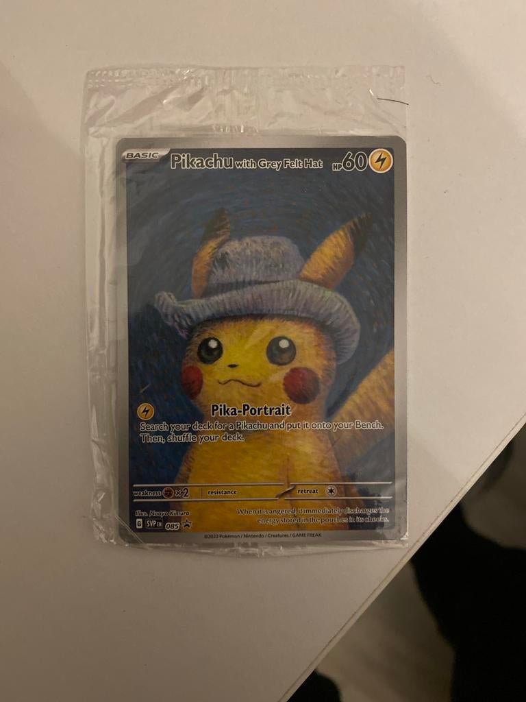 Pikachu met Grijze Vilten Hoed Pokémon Kaart, Ophalen, Nieuw, Losse kaart