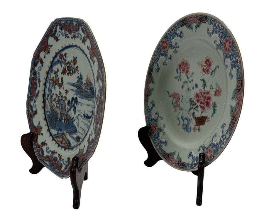 1050. Porseleinen borden – Imari, famille rose, 18e eeuw, Ophalen of Verzenden