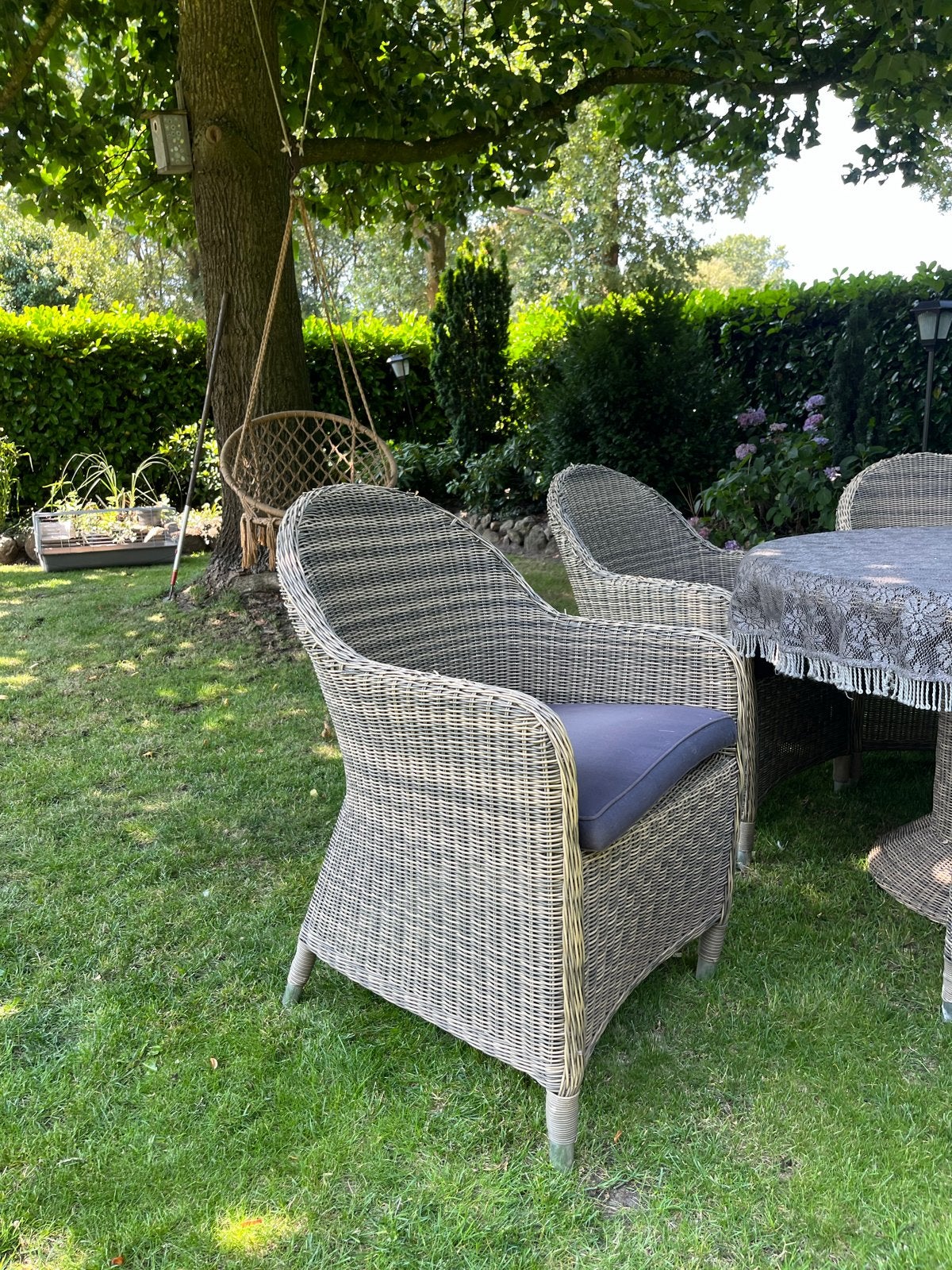 Tuinset met 6 stoelen en ronde tafel, Tuin en Terras, Ophalen, Gebruikt, Eettafel, 6 zitplaatsen