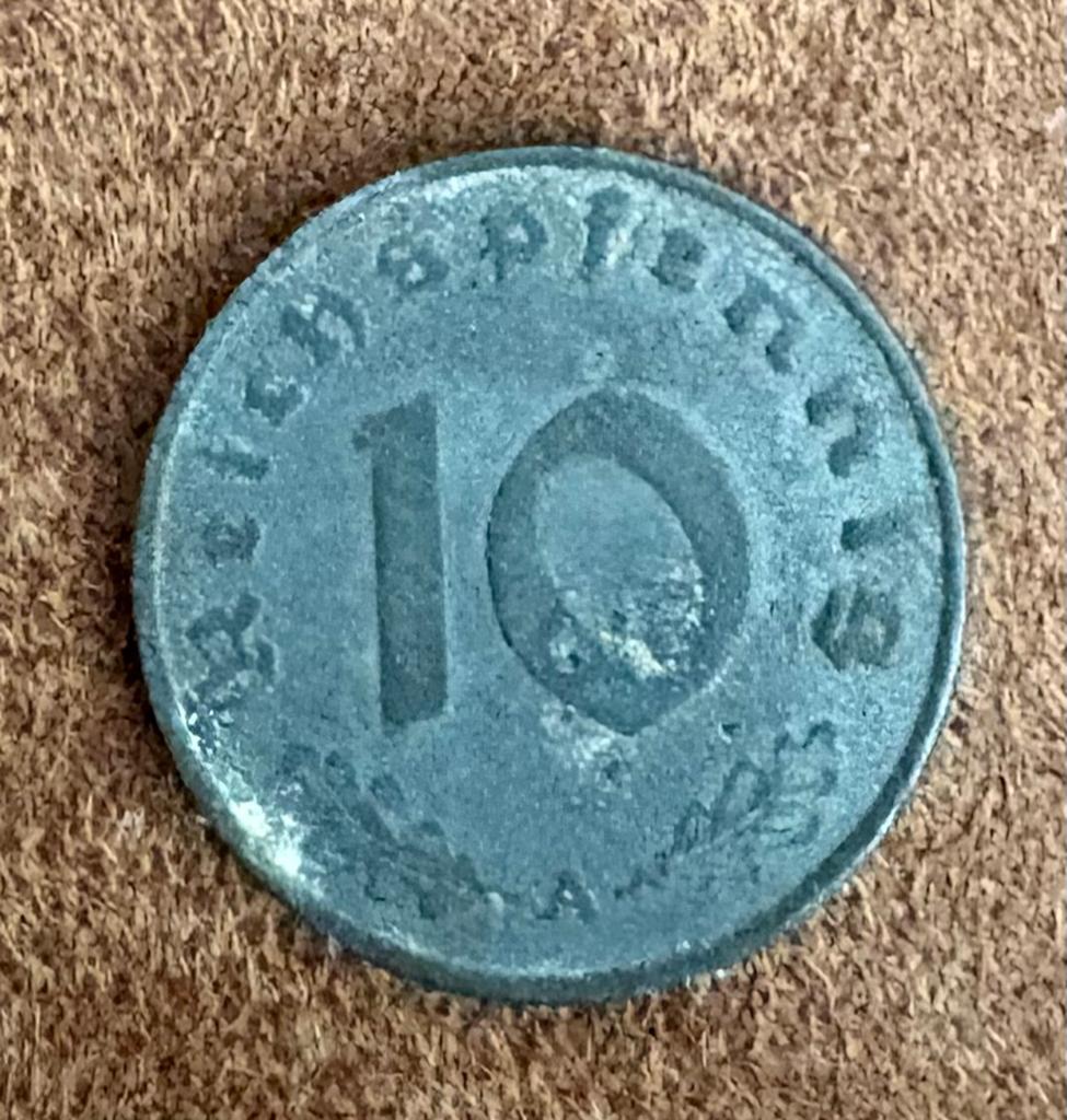Zinken Duitse 10 Reichspfennig munt uit 1943A, Postzegels en Munten, Munten | Europa | Niet-Euromunten, Ophalen of Verzenden, Duitsland