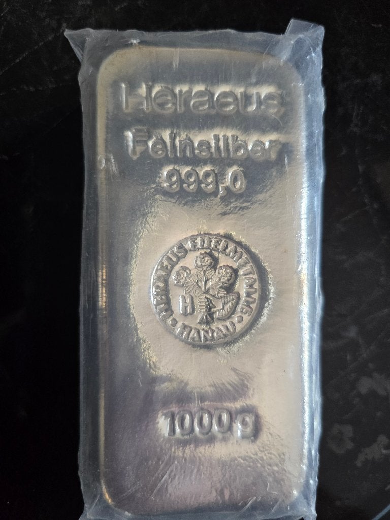 1 kilo zilver baar Heraeus, LBMA-certificering, Ophalen of Verzenden, Zilver