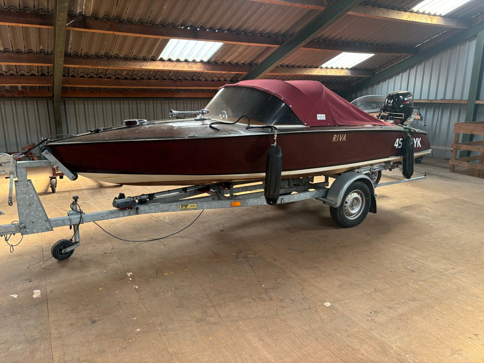 Houten speedboot (Riva look-a-like) met 20pk Suzuki EFI, Ophalen, Overige merken, Gebruikt, Minder dan 70 pk