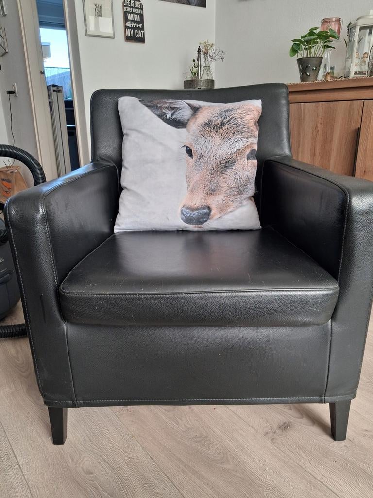 Leren stoeltje, Huis en Inrichting, Ophalen, Gebruikt, Minder dan 75 cm, Leer
