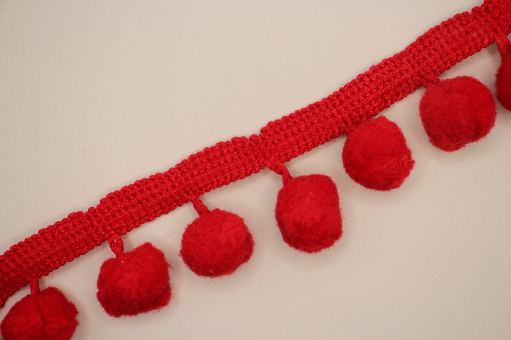 Pom pom balletjesband - Rood #4040, Ophalen of Verzenden, Nieuw, Lint, Band of Elastiek