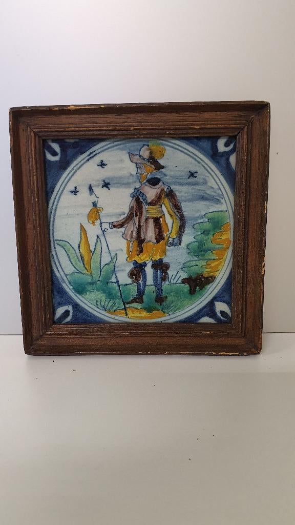 Vintage Makkum stijl handbeschilderde tegel, Antiek en Kunst, Antiek | Wandborden en Tegels, Ophalen of Verzenden