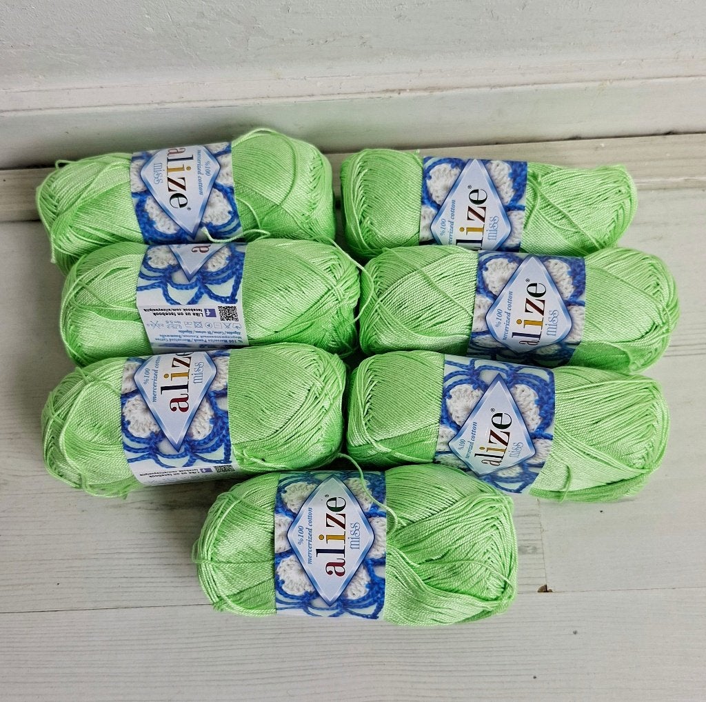 7 bolletjes licht groen haakkatoen, Alize, Hobby en Vrije tijd, Breien en Haken, Verzenden, Nieuw, Breien of Haken, Wol of Garen