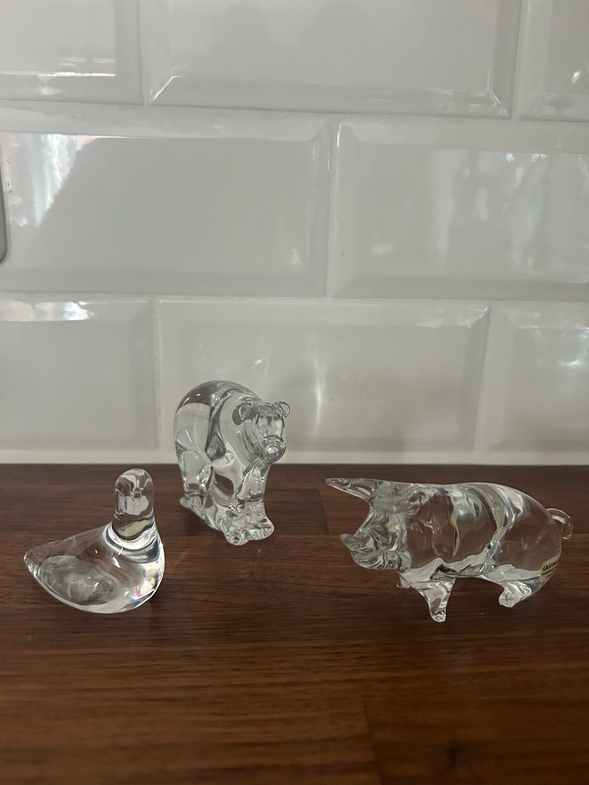 Gränna Glas Kristallen Dierenbeeldjes (3 stuks), Ophalen of Verzenden, Zo goed als nieuw, Glas, Modern