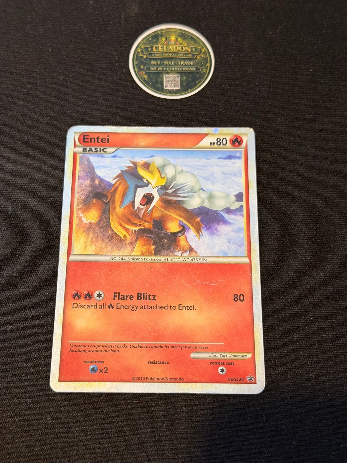 Pokémon Kaart Entei HGSS20 Holo Rare - Zo goed als nieuw, Ophalen of Verzenden, Zo goed als nieuw, Losse kaart, Foil