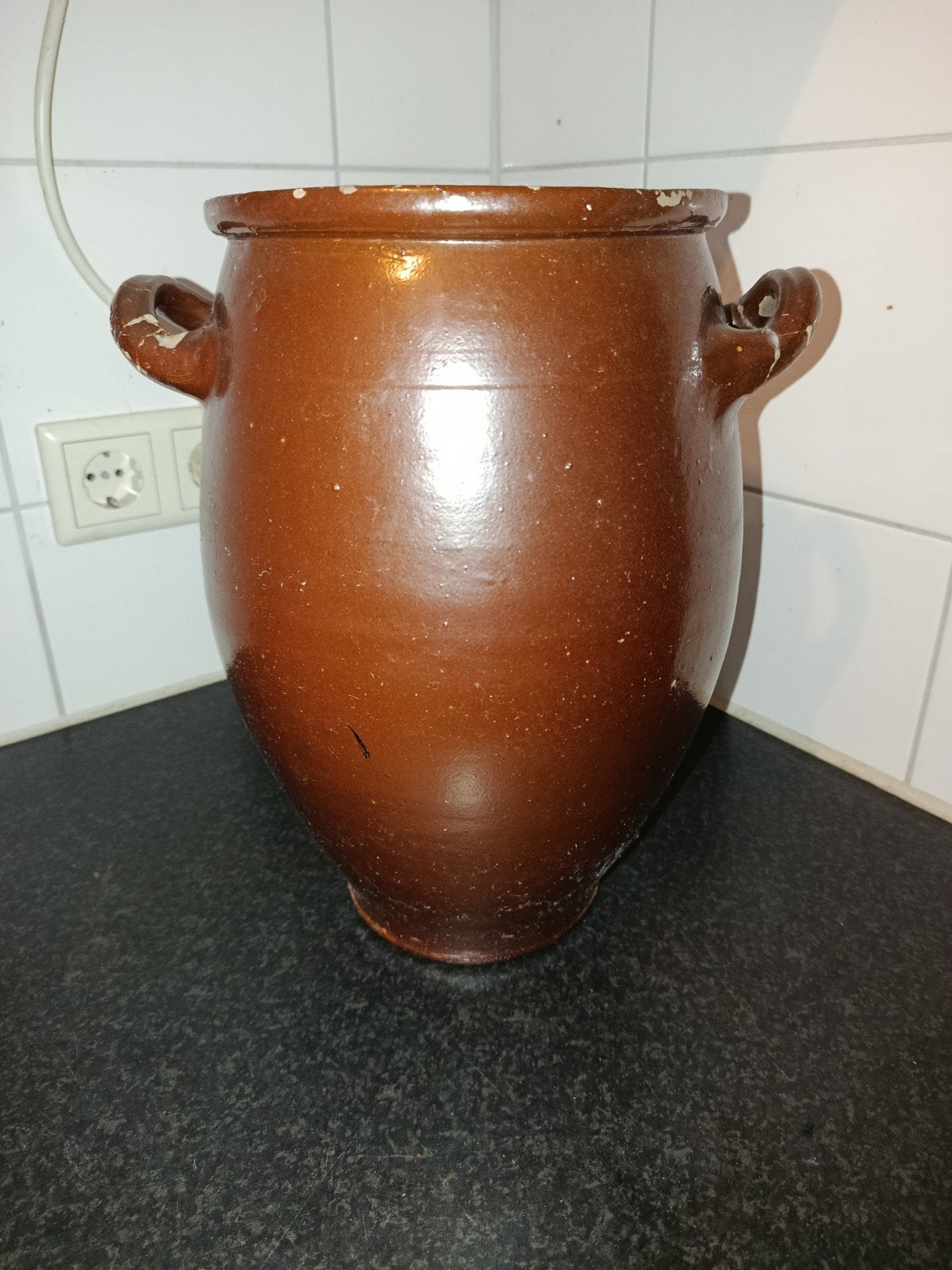 Antieke aardewerken pot met handvatten, Antiek en Kunst, Antiek | Keramiek en Aardewerk, Ophalen of Verzenden