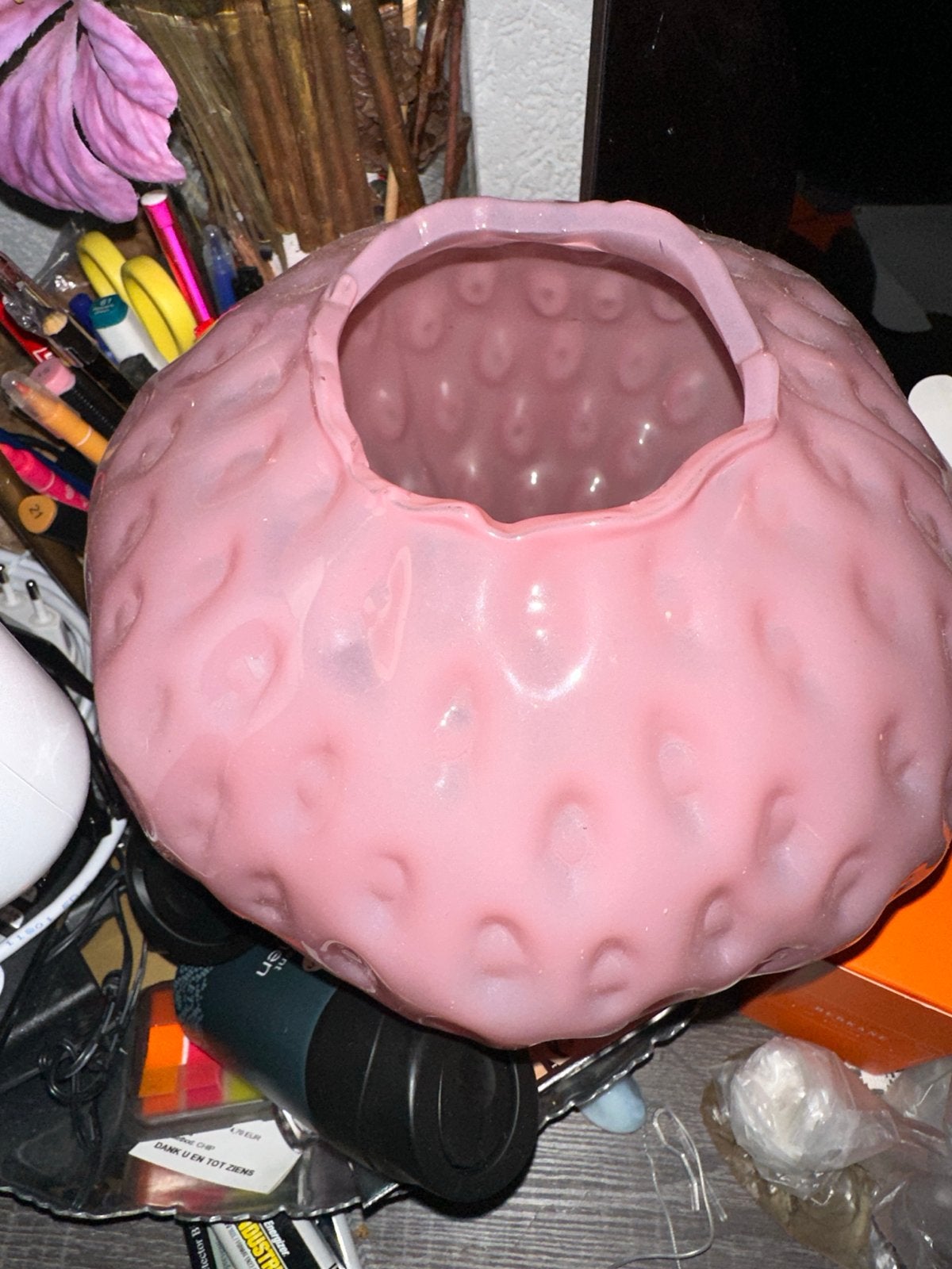 Roze aardbeienvaas - Unieke decoratie, Ophalen of Verzenden