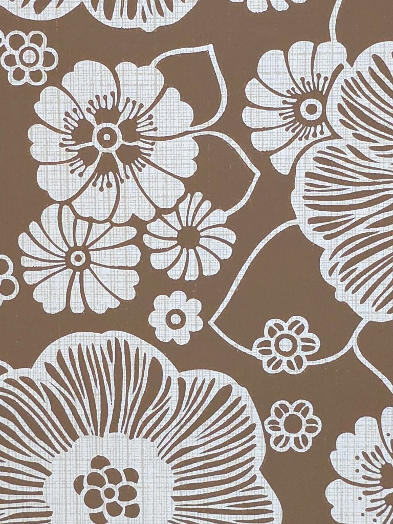 3898 Groovy bruin behang 70s bloemenprint funky walls swiet, Ophalen of Verzenden, Bruin