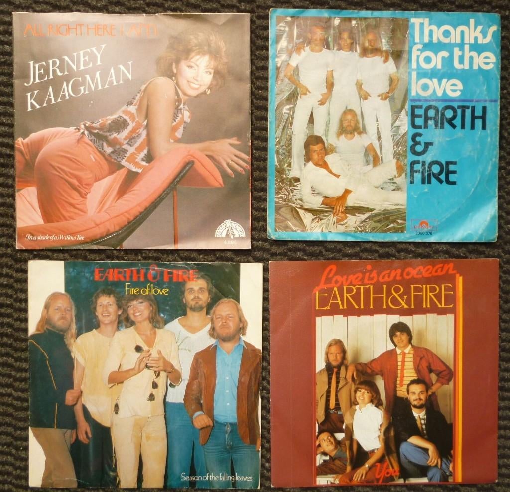 4x Singletjes 45 toeren van EARTH & FIRE Jerney Kaagman (17), Cd's en Dvd's, Vinyl Singles, Gebruikt, Single, Pop, 7 inch, Ophalen of Verzenden