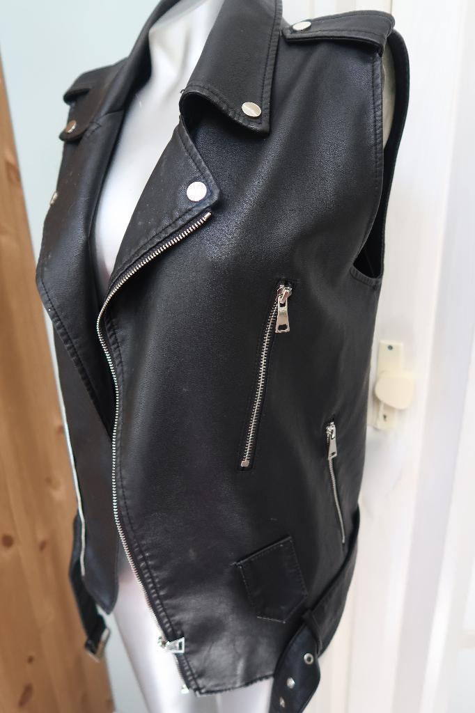 zwarte lederlook bodywarmer Drole de Copine S, Zwart, Ophalen of Verzenden, Zo goed als nieuw, Maat 36 (S)