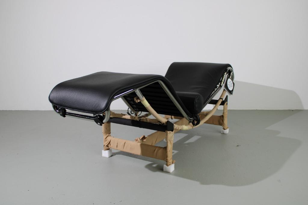 Cassina LC4 chaise longue, zwart leer, Ophalen, Eenpersoons, Minder dan 75 cm, 150 tot 200 cm
