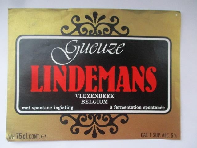 bieretiket Belgie 22-2 (B2 D16) lindemans, Ophalen of Verzenden, Gebruikt, Overige typen, Overige merken