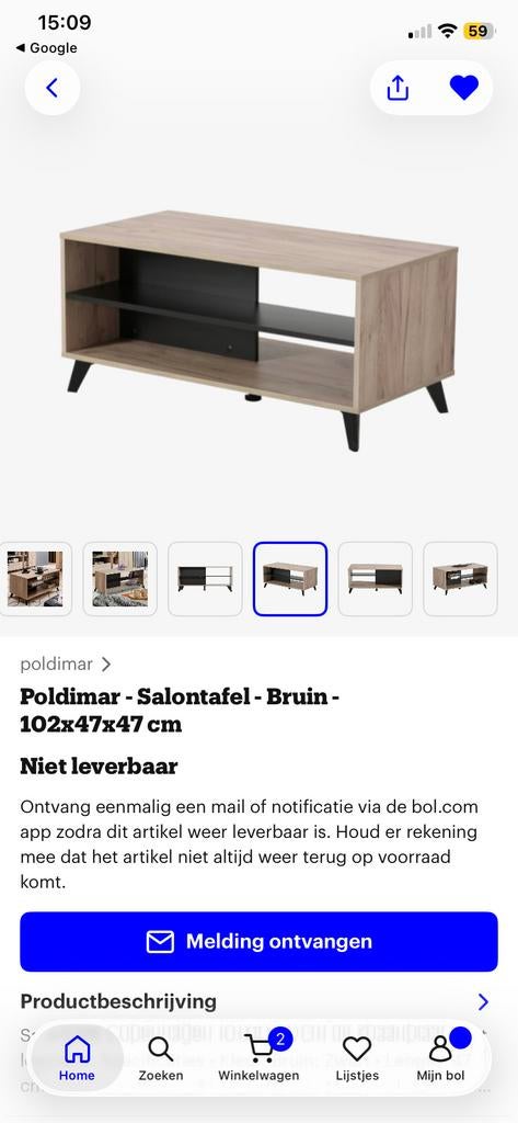 Salontafel - Bruin -, Ophalen, Gebruikt, 100 tot 150 cm, Minder dan 50 cm