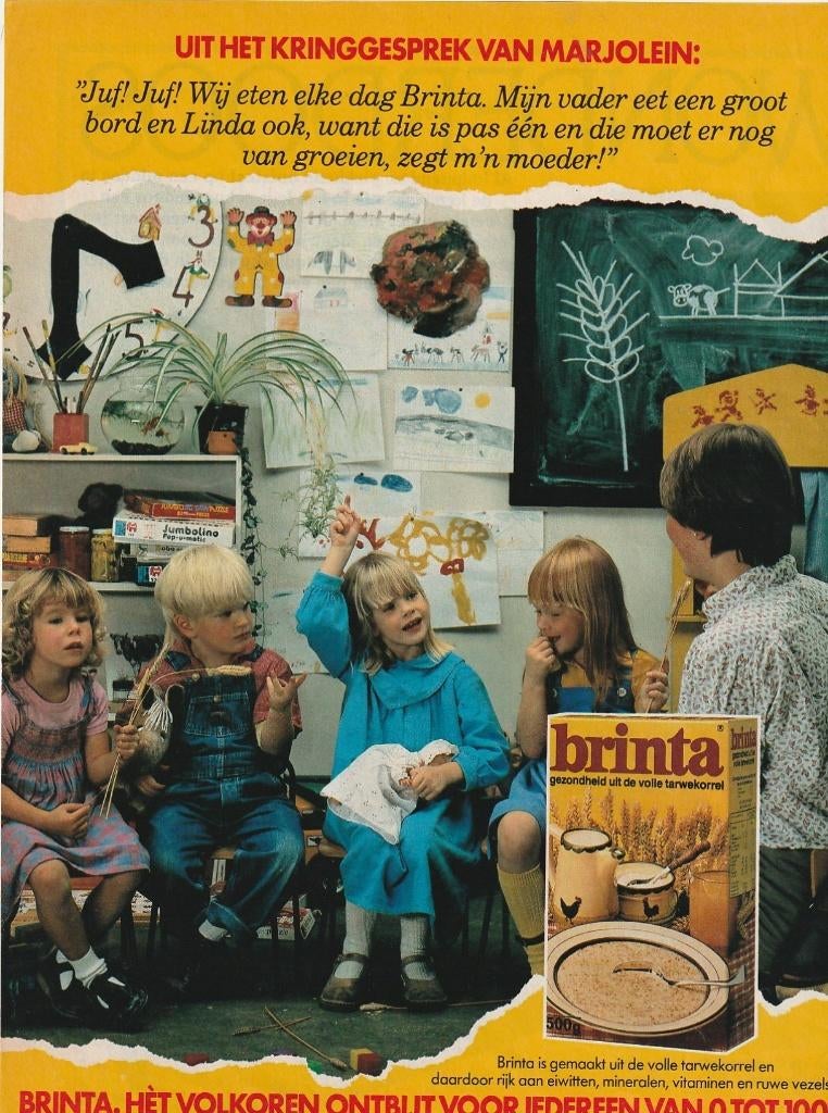 Retro reclame 1983 Brinta Marjolein op kleuterschool, Verzenden, Overige typen
