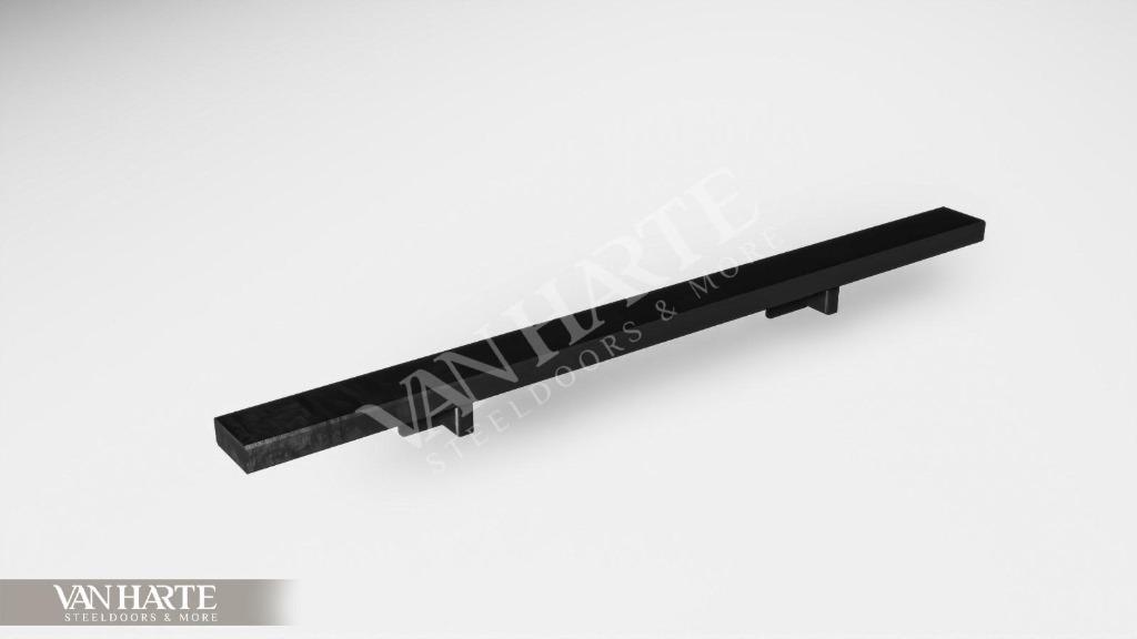 TRAPLEUNING zwart staal actie €40 per meter 50x20x2mm, Binnendeur, Ophalen of Verzenden, Zo goed als nieuw, 120 cm of meer