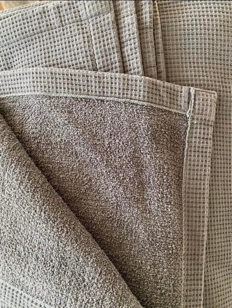 Nieuwe wafeldeken met badstof - 130x200 cm - Grijs, Ophalen of Verzenden, Nieuw