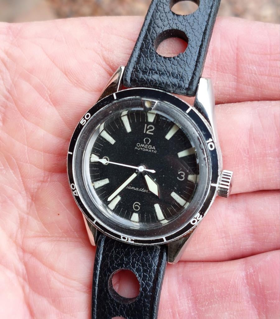 1964 Omega Seamaster 300 ref 165.014 met Extract, Info@omegawatches.com, Staal, Met bandje, Polshorloge