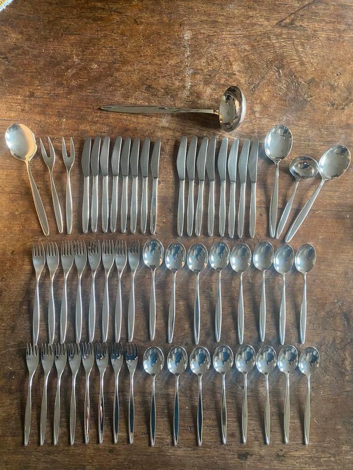 Vintage PMC 90 verzilverd bestek, 8-persoons 57delen, Antiek en Kunst, Antiek | Bestek, Ophalen of Verzenden