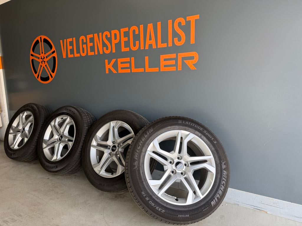 Audi Q5 18 inch velgenset 5x112 Origineel Michelin Zomer, 18 inch, Banden en Velgen, Ophalen of Verzenden, 235 mm