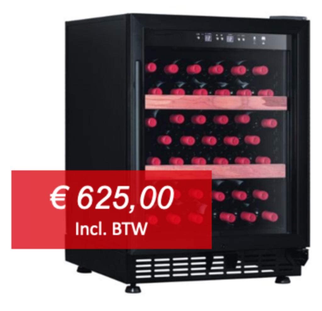 Wijnkoelkast 40 flessen, 2 temp.zones (INBOUW), Ophalen, Zonder vriesvak, Minder dan 85 cm, 100 tot 150 liter