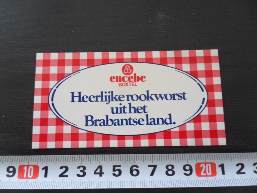 sticker encebe boxtel heerlijke rookworst brabantse land, Verzamelen, Ophalen, Zo goed als nieuw