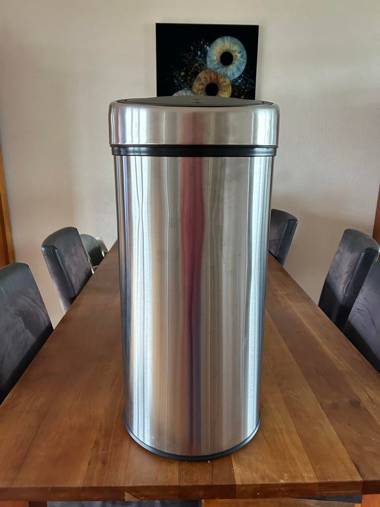 Pedaalemmer 30L Mat Zilver RVS, Huis en Inrichting, Woonaccessoires | Prullenbakken, Ophalen, Met pedaal, 50 tot 75 cm, Nieuw
