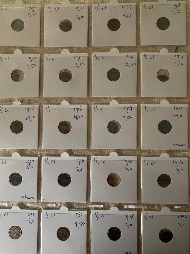 Lotje halve centen nederland periode 1891 tm 1940, Ophalen of Verzenden, Nederland, Munten