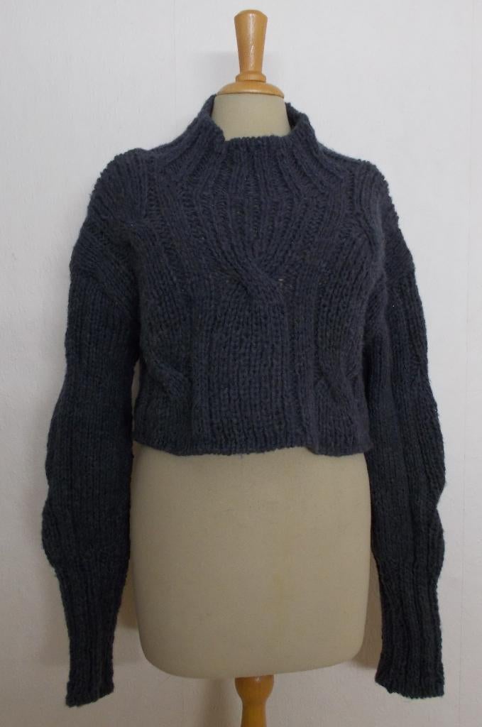 Stoere grijze kabel/col 50% wollen trui van Cora Kemperman!L, Ophalen of Verzenden, Zo goed als nieuw, Maat 42/44 (L), Grijs