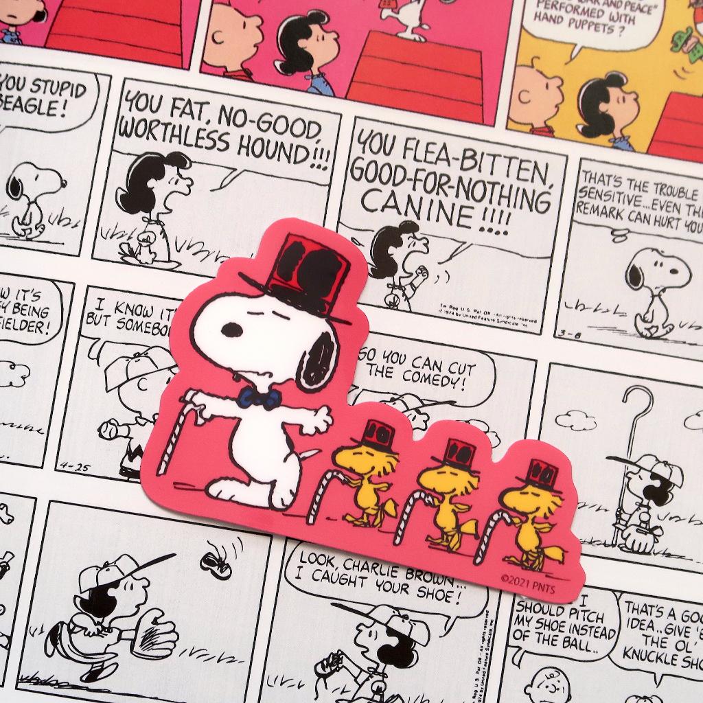 Dansende Snoopy en Woodstock van Peanuts strips sticker, Verzenden, Snoopy, Nieuw, Plaatje, Poster of Sticker