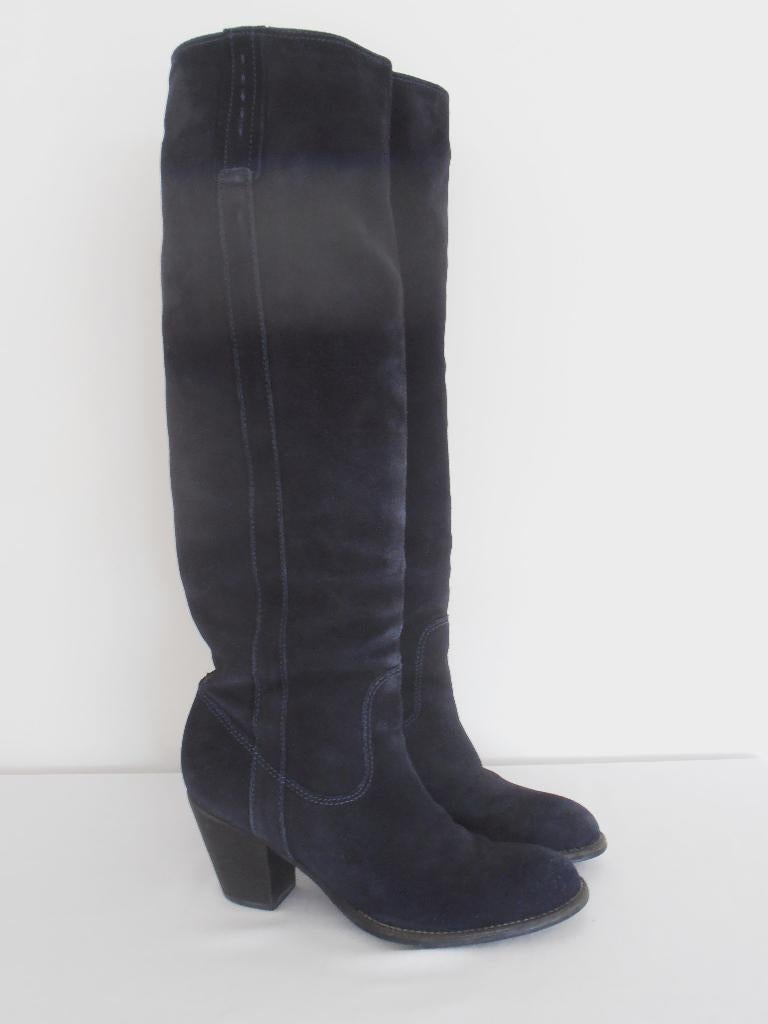 GEOX - prachtige blauwe nubuck leren knielaarzen - 40, Geox, Hoge laarzen, Zo goed als nieuw, Verzenden