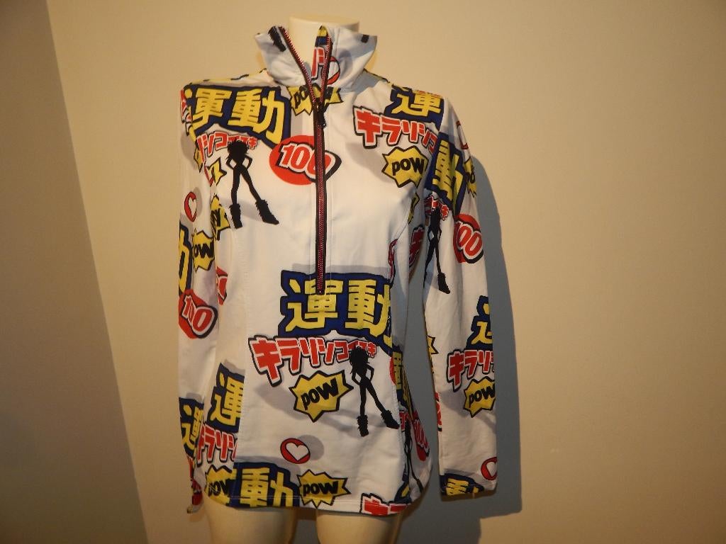Goldbergh stretch trui rits hals kraagje thema print mt L, Wit, Maat 42/44 (L), Ophalen of Verzenden, Gedragen