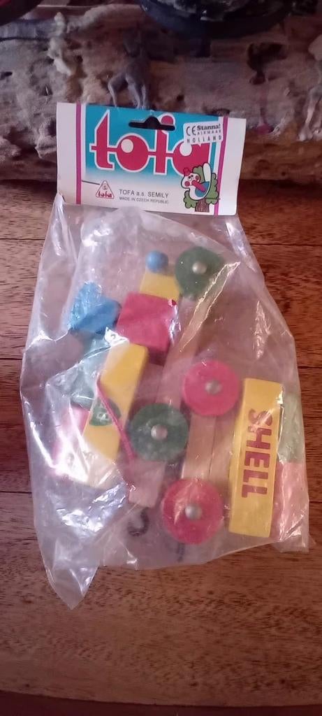 Vintage Houten Trekauto Shell / BP- Nieuw in Verpakking!, Kinderen en Baby's, Speelgoed | Houten speelgoed, Nieuw, Duw- of Trekspeelgoed