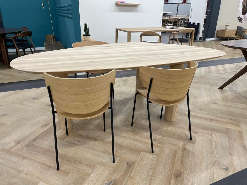 Eiken eettafel  – organische / kiezelvormige tafel 250x130cm, Ophalen, Eikenhout, 200 cm of meer, 50 tot 100 cm