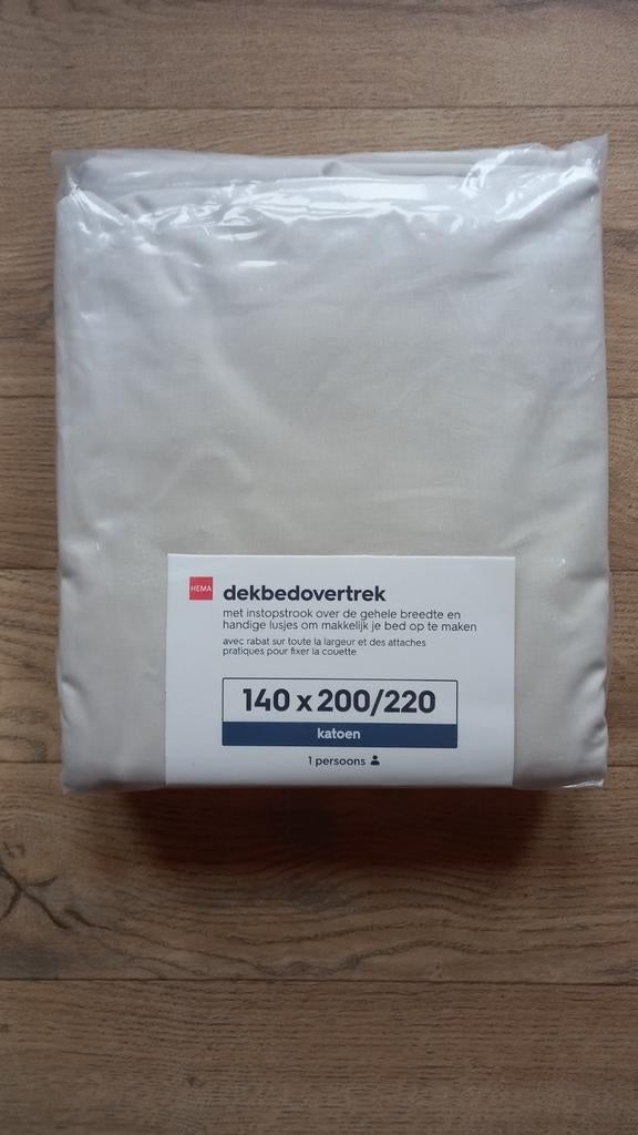 HEMA Dekbedhoes 140x200/220 Eenpersoons, Huis en Inrichting, Ophalen, Eenpersoons, Wit, Dekbedovertrek