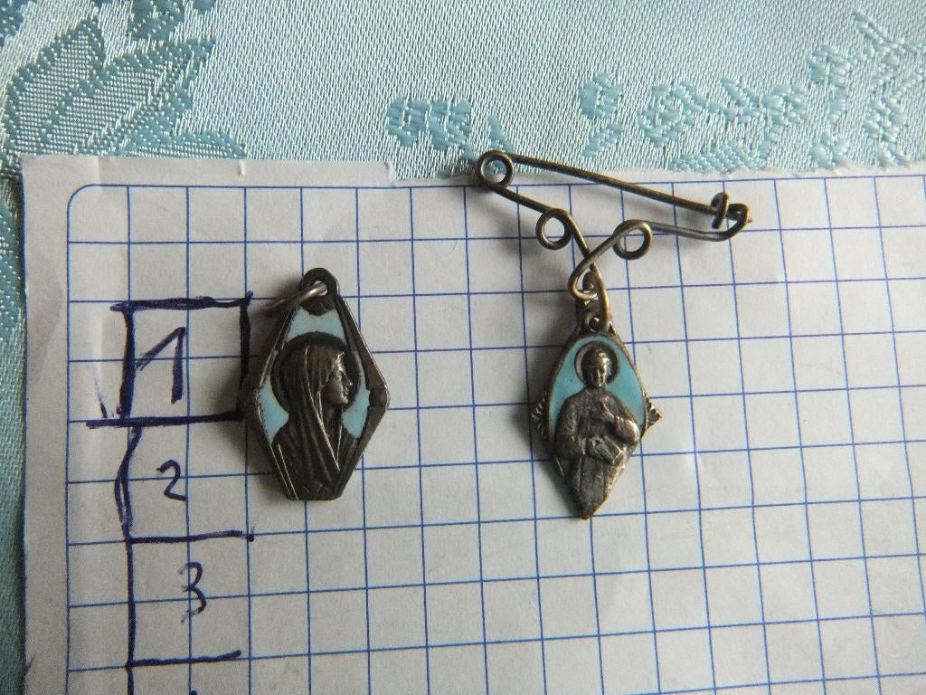 medaille, email,, Verzamelen, Religie, Gebruikt, Christendom | Katholiek, Sieraad, Ophalen of Verzenden